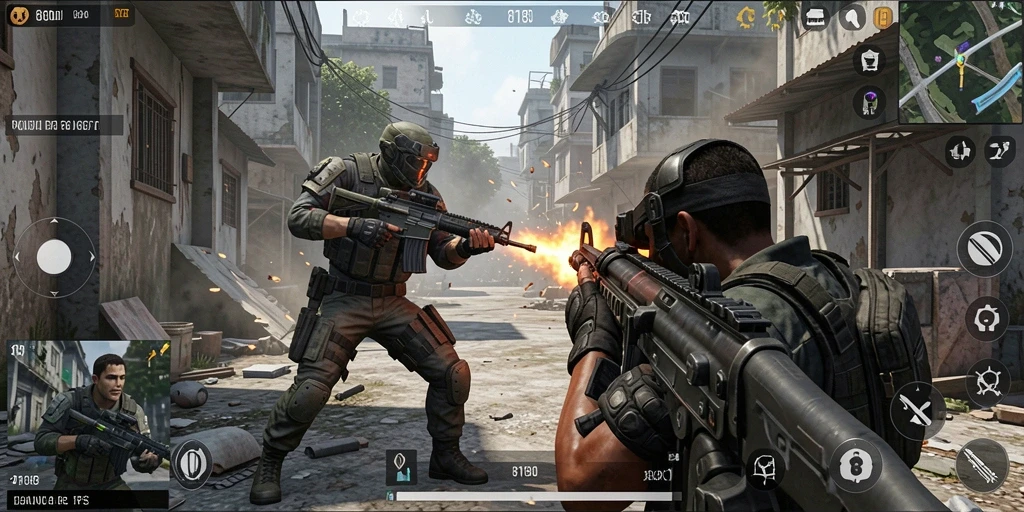 Tangkapan layar dari aksi mendebarkan dalam game FPS 8180.