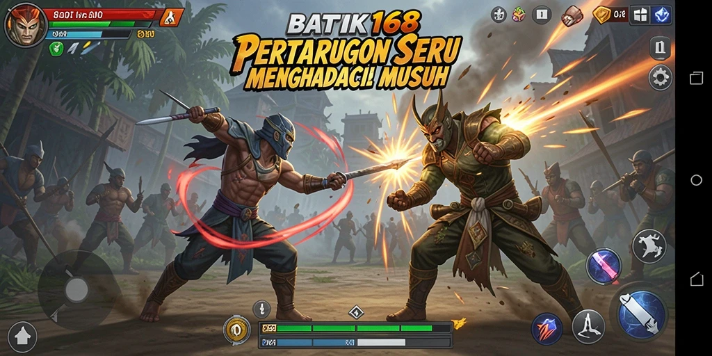 Screenshot menunjukkan karakter bertarung melawan musuh dalam aksi cepat.
