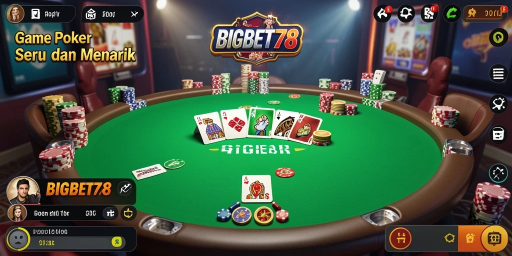 Tampilan gameplay Poker yang seru di BIGBET78.