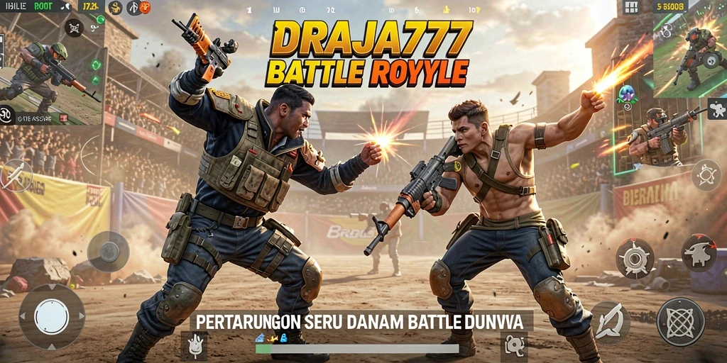 Tampilan luar biasa dari gameplay DRAJA777 di arena Battle Royale.