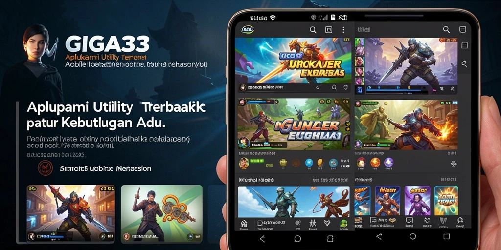 Tampilan utama GIGA33 dengan fitur-fitur utility yang memudahkan aktivitas sehari-hari.