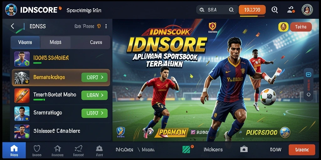 Tampilan screenshot IDNSCORE menunjukkan interaksi pengguna dalam taruhan olahraga.