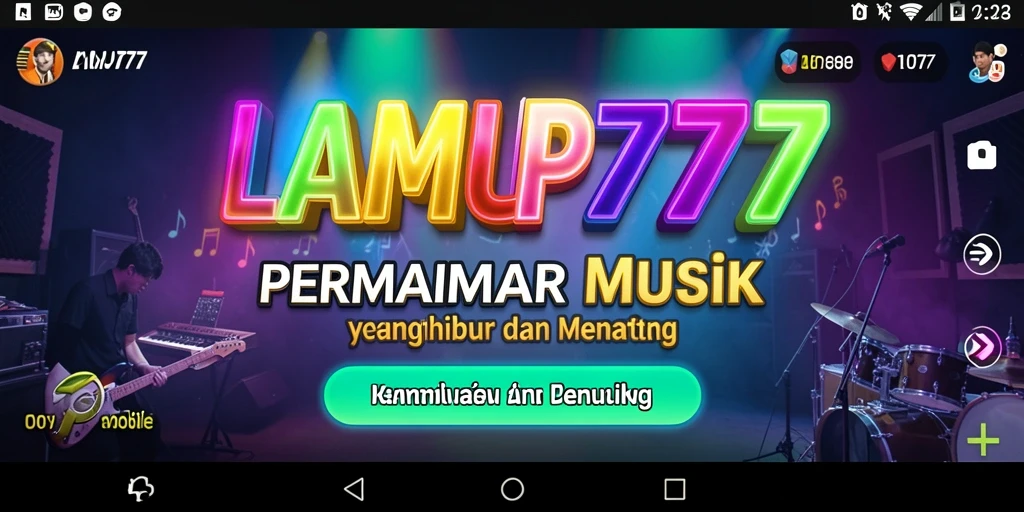 Screenshot utama LAMPU777 menampilkan pemain yang menikmati gameplay musik.