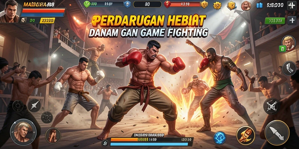 Gameplay Fighting yang mendebarkan dan penuh aksi.