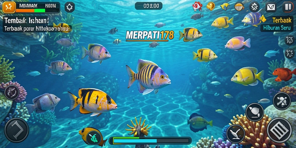 Screenshot gameplay MERPATI178 menampilkan keseruan menembak ikan.