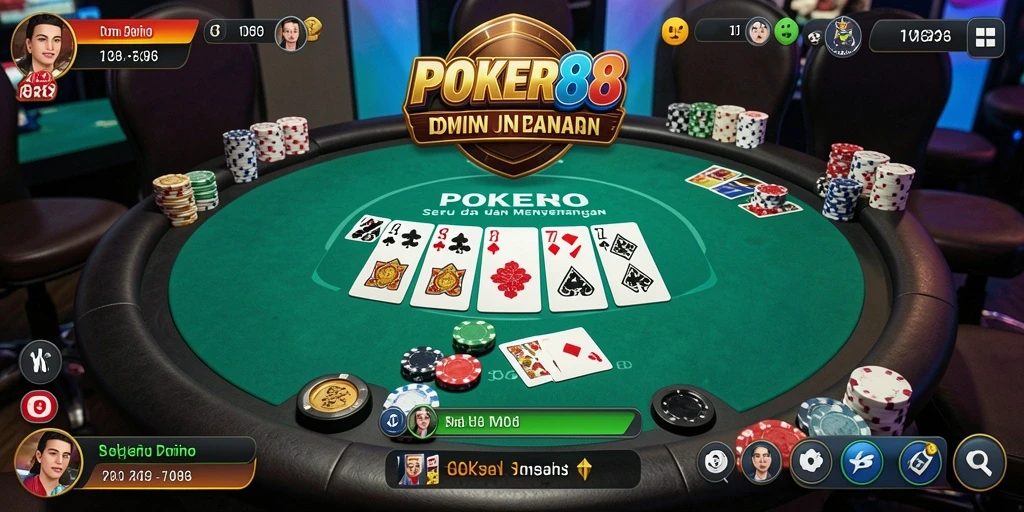 Screenshot POKER88 menampilkan gameplay Domino yang menarik dan interaktif.