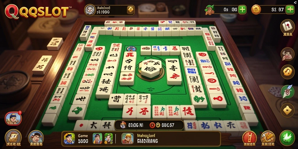 Tampilan gameplay QQSLOT yang mendebarkan dalam permainan Mahjong.