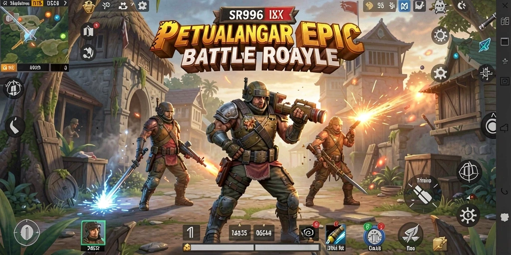 Tangkapan layar gameplay seru SR996 dalam pertempuran Battle Royale.