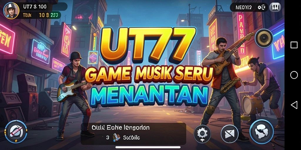 Screenshot UT77 menampilkan gameplay yang seru dalam permainan musik.