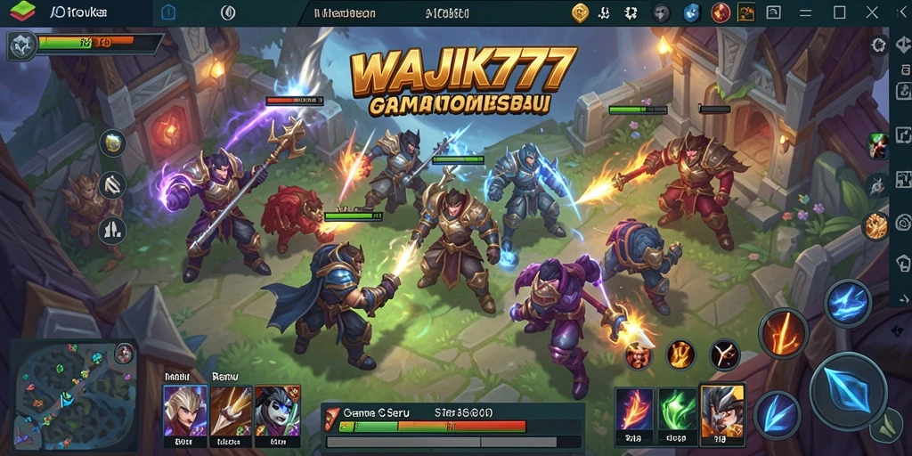 Tampilan gameplay intens dalam WAJIK777 yang menampilkan pertarungan hero.